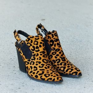 Qupid Leopard Open Heel Booties